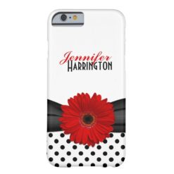 Chic Red Gerbera Daisy Polka Dot Barely There iPhone 6 Case