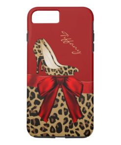 Chic Red & Jaguar Print iPhone 7 Plus Case