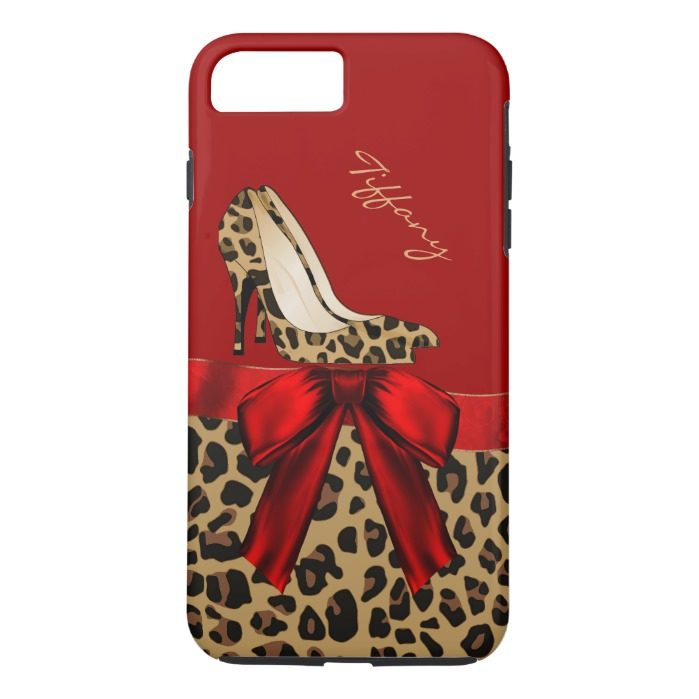 Chic Red & Jaguar Print iPhone 7 Plus Case