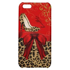 Chic Red & Leopard Print iPhone 5 Glossy Case