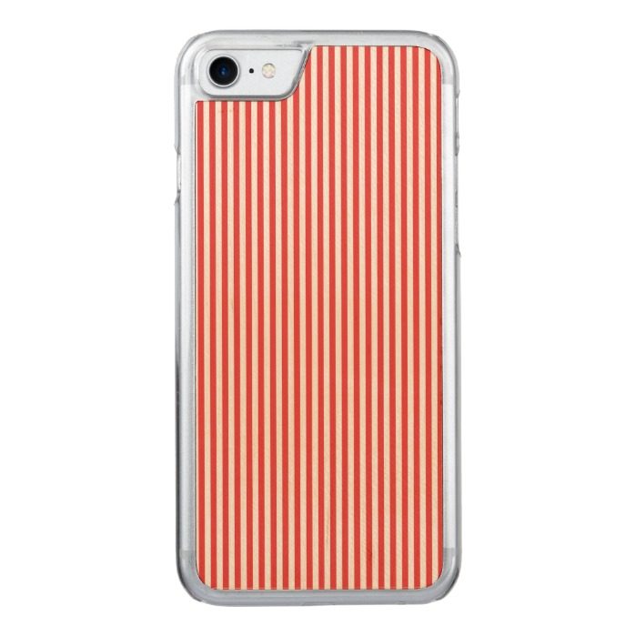 Chic Vintage Red White Stripes Pattern Carved iPhone 7 Case