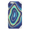 Chic blue turquoise gold agate watercolor pattern matte iPhone 6 case