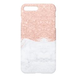 Chic faux glitter rose gold brushstrokes marble iPhone 7 plus case