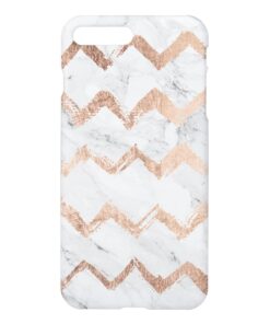 Chic faux rose gold chevron white marble iPhone 7 plus case