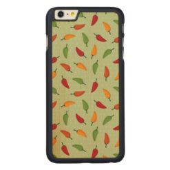 Chilli pepper pattern Carved maple iPhone 6 plus slim case
