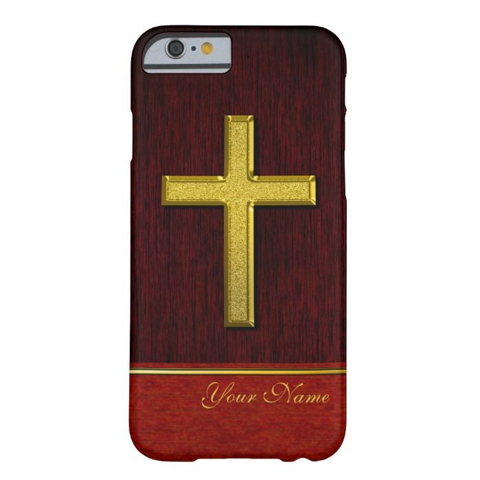 Christian Cross Gold Colors Personalized Barely There iPhone 6 Case