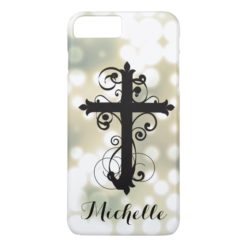 Christian Swirling Cross Personalized iPhone 7 Plus Case