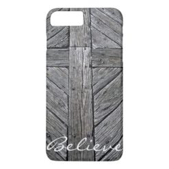 Christian cross rustic wood monogram iPhone 7 plus case