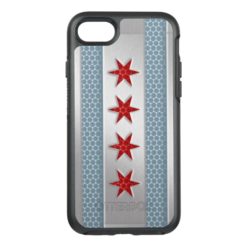 City of Chicago Flag Brushed Metal Look OtterBox Symmetry iPhone 7 Case