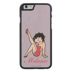 Classic Betty in Red Dress Sitting and Winking Carved Maple iPhone 6 Case
