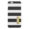 Classic Black White Stripe Pattern Gold Label Name Glossy iPhone 6 Plus Case