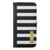 Classic Black White Stripes with Gold Label Name iPhone 6/6s Plus Wallet Case