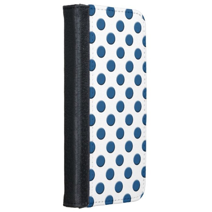 Classic Blue Polka Dots Wallet Phone Case For iPhone 6/6s