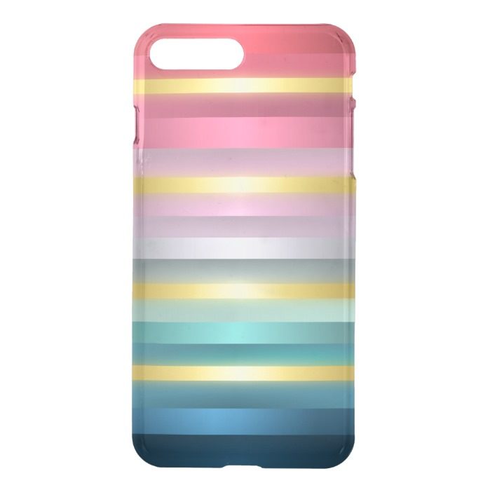 Clear Bling Pink Turquoise Gold Stripes iPhone 7 Plus Case