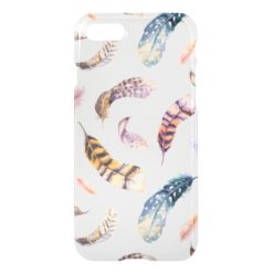 Clear Bohemian Watercolor FeatheriPhone 7 Case