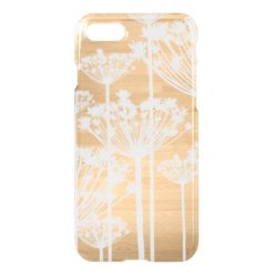 Clear faux wood flowers girly floral pattern iPhone 7 case