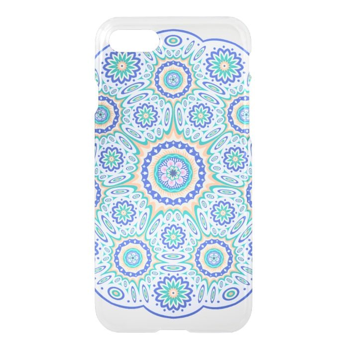 Clear transparent turquoise Mandala pattern symbol iPhone 7 Case