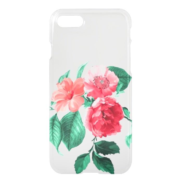 Clear vintage floral flowers rose peonies roses iPhone 7 case