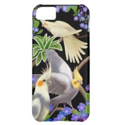 Cockatiels in Forget Me Nots iPhone Case