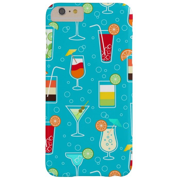 Cocktail Pattern on Teal Background Barely There iPhone 6 Plus Case
