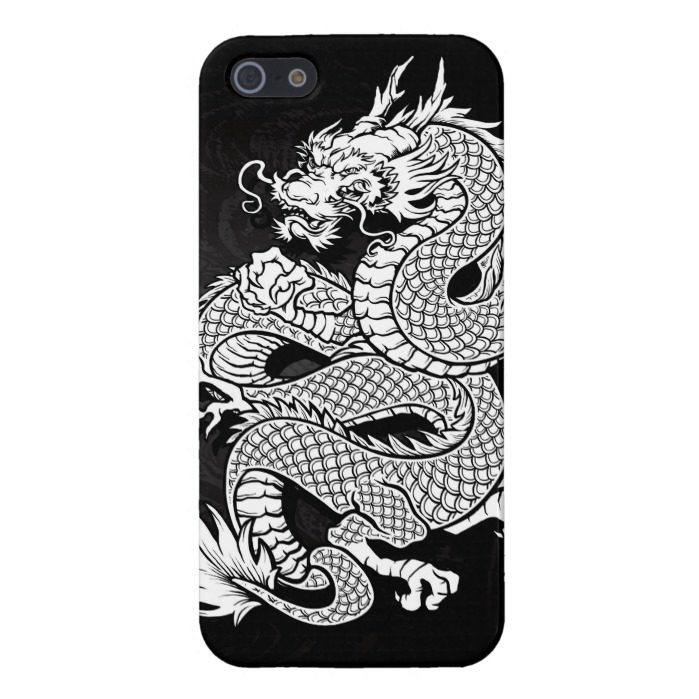 Coiled Chinese Dragon Black and White iPhone SE/5/5s Case