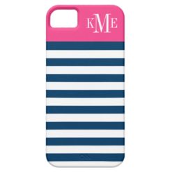 Color Block Monogram | Navy Stripes iPhone SE/5/5s Case