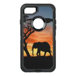 Colorful African Safari Sunset Elephant Silhouette OtterBox Defender iPhone 7 Case
