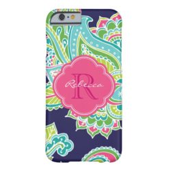 Colorful Bohemian Paisley Custom Monogram Barely There iPhone 6 Case