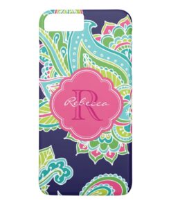 Colorful Bohemian Paisley Custom Monogram iPhone 7 Plus Case