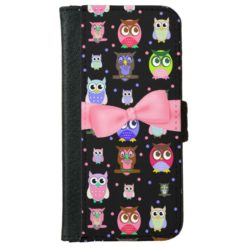 Colorful Cartoon Owls iPhone 6 Wallet Case