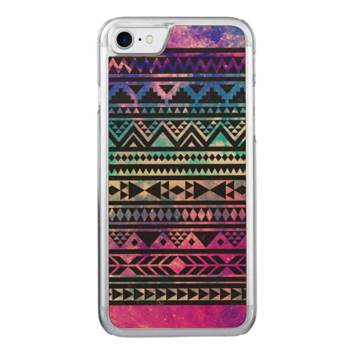 Colorful Cute Girly Nebula Space Aztec Pattern Carved iPhone 7 Case