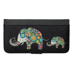 Colorful Cute Retro Flowers Elephants iPhone 6/6s Plus Wallet Case