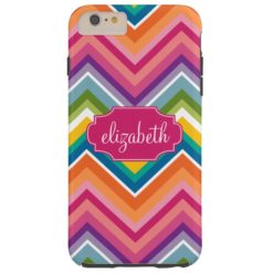 Colorful Huge Chevron Pattern with name Tough iPhone 6 Plus Case
