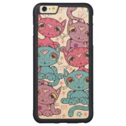 Colorful Kitty Cat Pattern Graphic Design Carved Maple iPhone 6 Plus Bumper Case