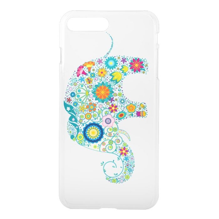 Colorful Retro Floral Elephant White Back iPhone 7 Plus Case