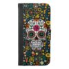 Colorful Retro Floral Sugar Skull iPhone 6/6s Plus Wallet Case
