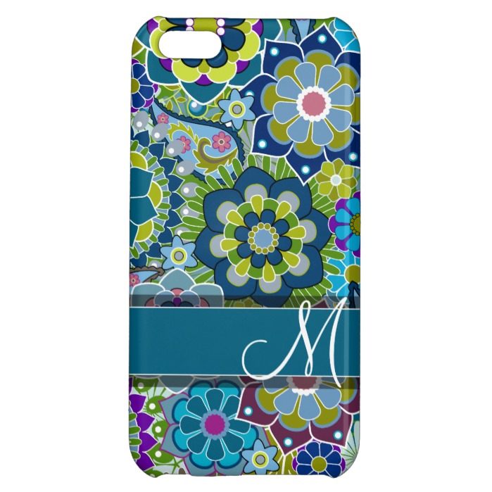 Colorful Retro Flowers with Monogram iPhone 5C Cover