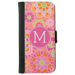 Colorful Spring Floral Pattern Custom Monogram Wallet Phone Case For iPhone 6/6s