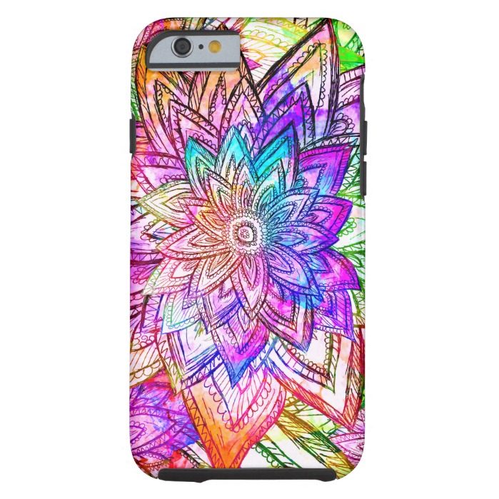 Colorful Vintage Floral Pattern Drawing Watercolor Tough iPhone 6 Case