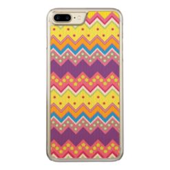 Colorful Zig Zag Stripes Chevron Pattern Carved iPhone 7 Plus Case
