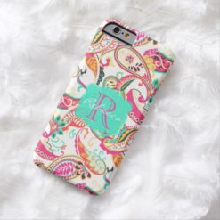 Colorful bohemian paisley pattern boho monogram barely there iPhone 6 case