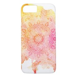 Colorful cute watercolor paint peace mandala sign iPhone 7 case