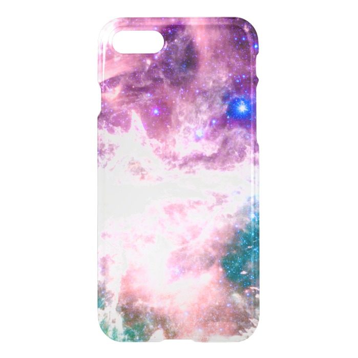 Colorful pink turquoise galaxy modern nebula iPhone 7 case