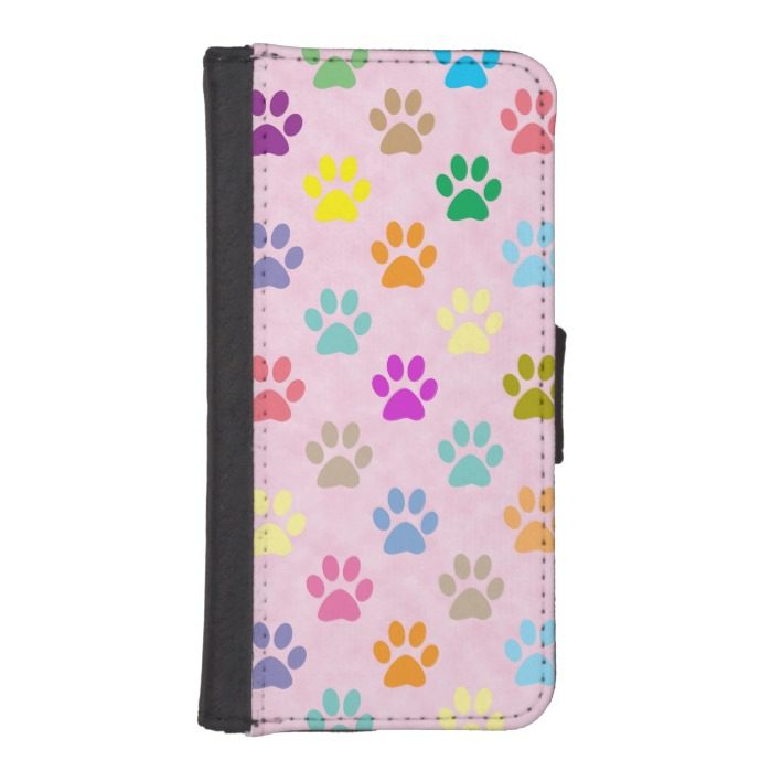Colorful puppy paw prints iPhone SE/5/5s wallet case