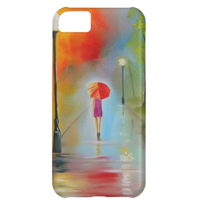 Colourful woman with a red umbrella cover for iPhone 5C