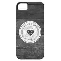 Cool Black White Vintage Wood Texture Play Hard iPhone SE/5/5s Case