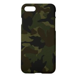 Cool Dark Green Faux Cloth Camo Camouflage Matte iPhone 7 Case