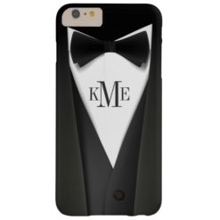 Cool Mens Tuxedo Suit Pattern - Manly Monogram Barely There iPhone 6 Plus Case