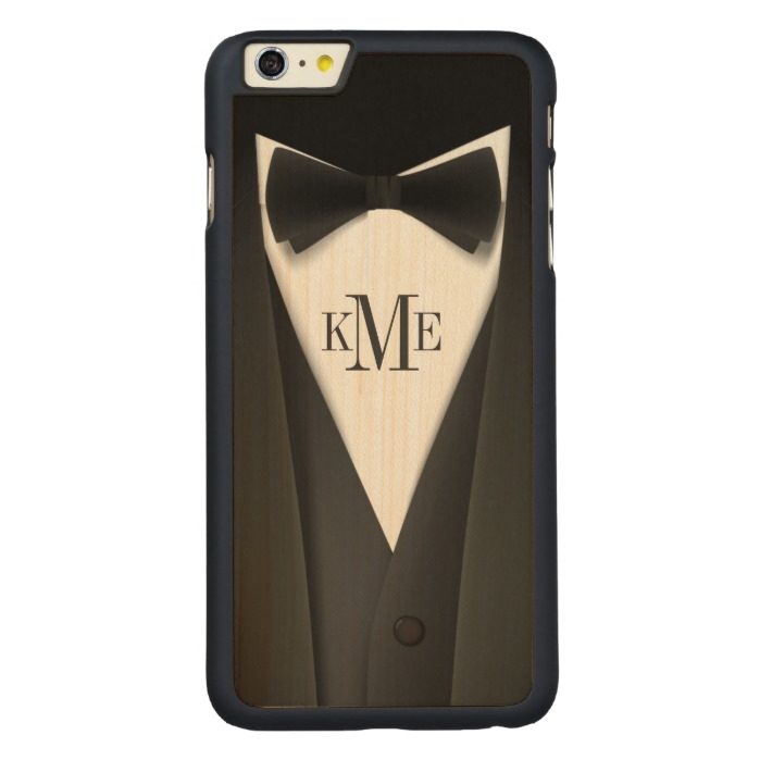 Cool Mens Tuxedo Suit Pattern - Manly Monogram Carved Maple iPhone 6 Plus Case