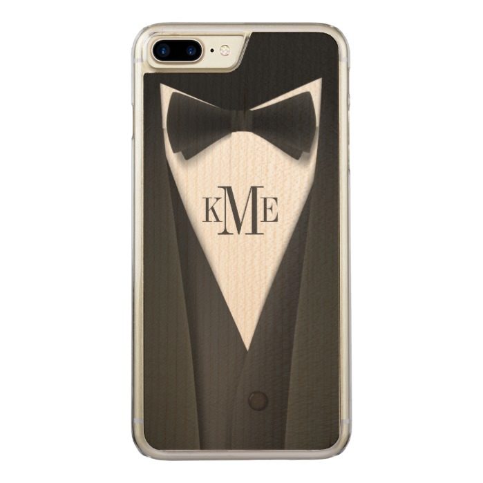 Cool Mens Tuxedo Suit Pattern - Manly Monogram Carved iPhone 7 Plus Case
